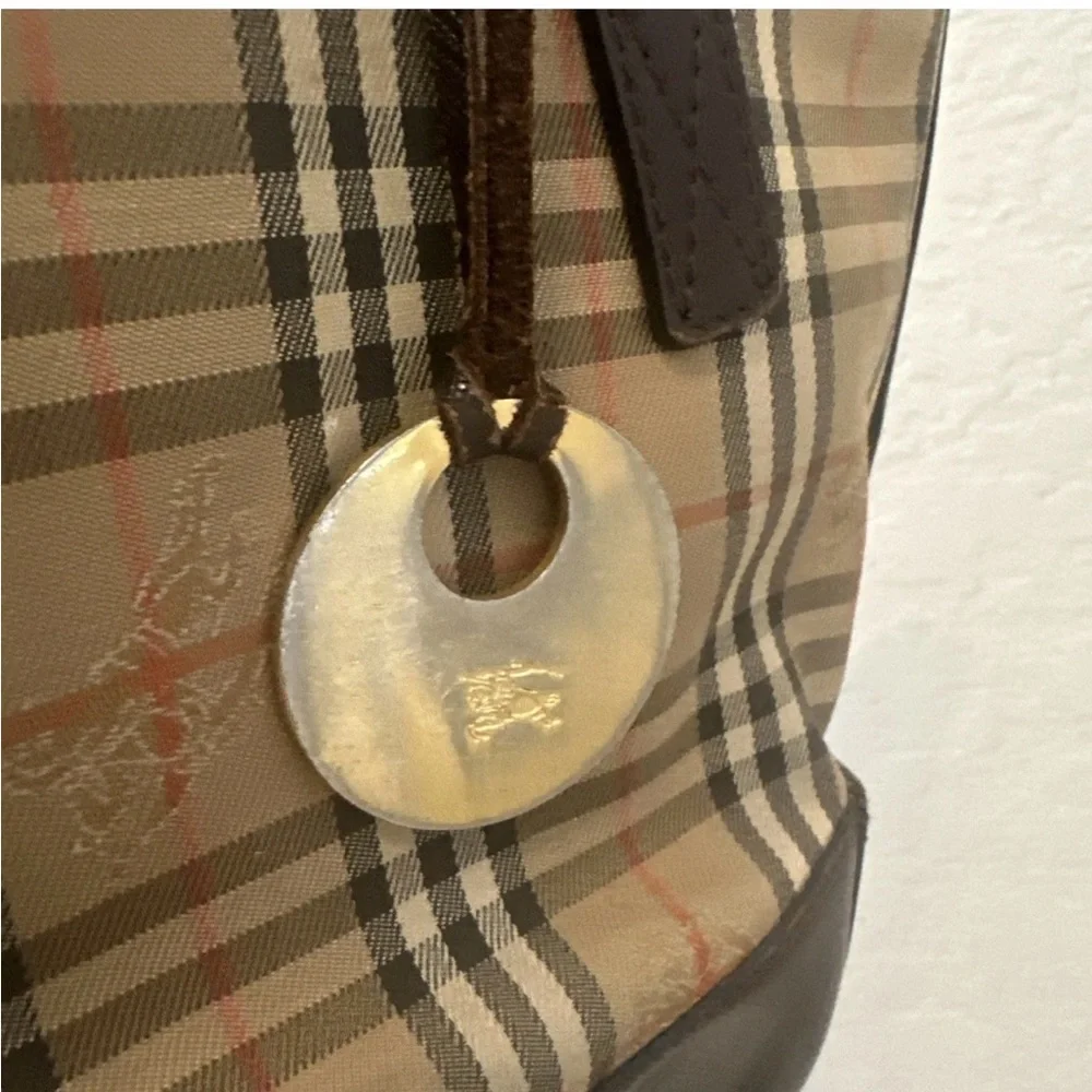 Vintage Burberry Nova Check Mini Tote Bag Beige Brown Y2K - Picture 12 of 15